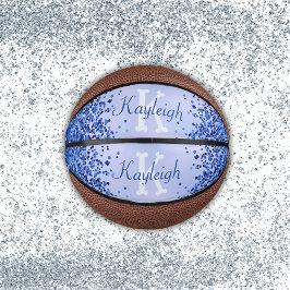 Einfach blaugegossenes Metall und Glitzer Monogram Mini Basketball