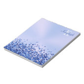 Einfach blaugegossenes Metall und Glitzer Monogram Notizblock (Rotiert)