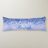 Einfach blaugegossenes Metall und Glitzer Monogram Seitenschläferkissen (Vorderseite)