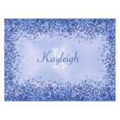 Einfach blaugegossenes Metall und Glitzer Monogram Tischdecke (Vorderseite (Horizontal))