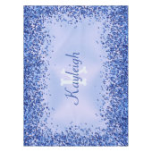 Einfach blaugegossenes Metall und Glitzer Monogram Tischdecke (Vorderseite)