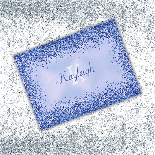 Einfach blaugegossenes Metall und Glitzer Monogram Tischdecke