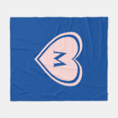 Einfach blaurosa Herzmonogramm Valentine Fleecedecke (Vorderseite (Horizontal))