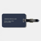 Einfach blauweißer Rahmen fett Monogramm Gepäckanhänger (Rückseite horizontal)