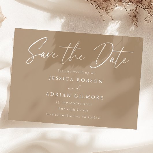 Einfach bleich Taupe Minimal Moderne Hochzeit Save The Date
