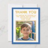 Einfach Blue Birthday Danke Kids Foto Card (Vorderseite)