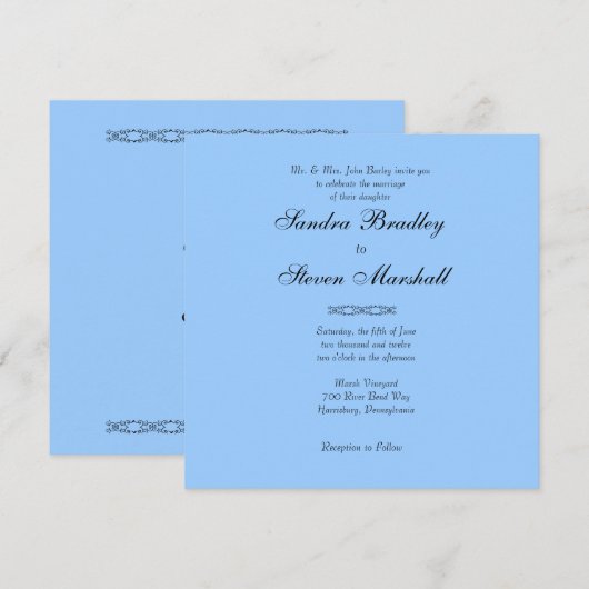 Einfach Blue Wedding Einladung (Vorne/Hinten)