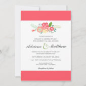 Einfach Blumen & Streifen Einladung Hochzeit / Kor (Vorderseite)