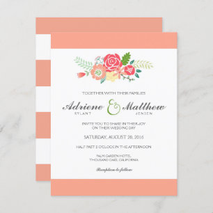 Einfach Blumen & Streifen Einladung Hochzeitsfeier