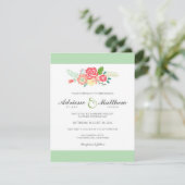 Einfach Blumen & Streifen Hochzeitsfeiern / Minze Einladung (Stehend Vorderseite)