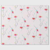 Einfach blumengeschmückt Japanisch inspiriert rosa Geschenkpapier (Flach)