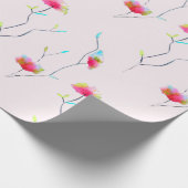 Einfach blumengeschmückt Japanisch inspiriert rosa Geschenkpapier (Ecke)