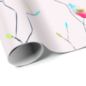 Einfach blumengeschmückt Japanisch inspiriert rosa Geschenkpapier (Rolleneckpunkt)