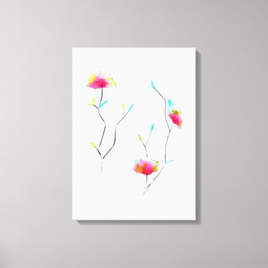 Einfach blumengeschmückt Japanisch inspiriert rosa Leinwanddruck (Vorderseite)