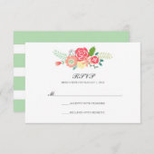 Einfach blumengeschmückte Streifen mit RSVP / Minz (Vorne/Hinten)