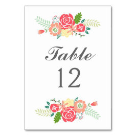 Einfach Blumenkarten für die Tischnummer