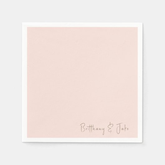 Einfach Blush Gold Script Wedding Cocktail Serviette (Vorderseite)