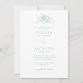 Einfach Blütenschaum Grüne Weiße Hochzeit Einladung (Vorderseite)