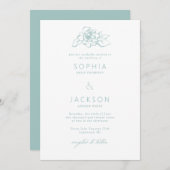 Einfach Blütenschaum Grüne Weiße Hochzeit Einladung (Vorne/Hinten)