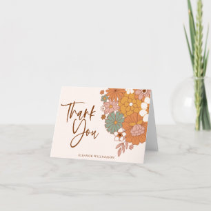 Einfach Boho Retro Floral Brautparty Benutzername Dankeskarte