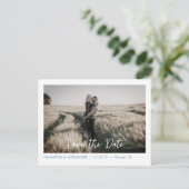 Einfach Boho Rette unsere Date Blue Foto Postkarte (Stehend Vorderseite)