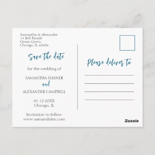 Einfach Boho Rette unsere Date Blue Foto Postkarte (Rückseite)