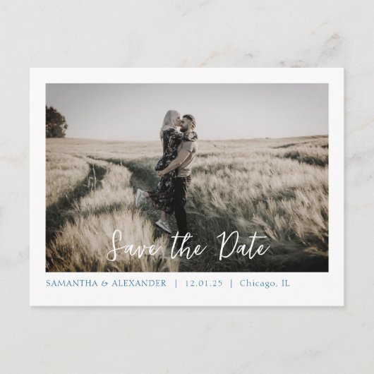 Einfach Boho Rette unsere Date Blue Foto Postkarte (Vorderseite)