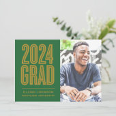 EINFACH BOLD 2024 GRAD FOTO ABSCHLUSS INVITATION EINLADUNG (Stehend Vorderseite)