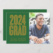 EINFACH BOLD 2024 GRAD FOTO ABSCHLUSS INVITATION EINLADUNG (Vorne/Hinten)