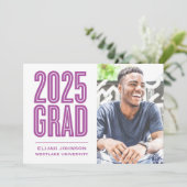 EINFACH BOLD 2025 GRAD FOTO ABSCHLUSS INVITATION EINLADUNG (Stehend Vorderseite)