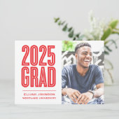 EINFACH BOLD 2025 GRAD FOTO ABSCHLUSS INVITATION EINLADUNG (Stehend Vorderseite)
