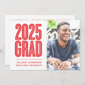 EINFACH BOLD 2025 GRAD FOTO ABSCHLUSS INVITATION EINLADUNG (Vorne/Hinten)