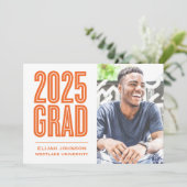 EINFACH BOLD 2025 GRAD FOTO ABSCHLUSS INVITATION EINLADUNG (Stehend Vorderseite)