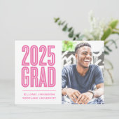 EINFACH BOLD 2025 GRAD FOTO ABSCHLUSS INVITATION EINLADUNG (Stehend Vorderseite)