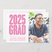 EINFACH BOLD 2025 GRAD FOTO ABSCHLUSS INVITATION EINLADUNG (Vorne/Hinten)