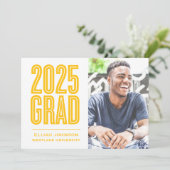 EINFACH BOLD 2025 GRAD FOTO ABSCHLUSS INVITATION EINLADUNG (Stehend Vorderseite)