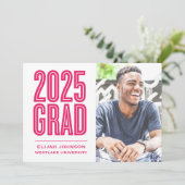 EINFACH BOLD 2025 GRAD FOTO ABSCHLUSS INVITATION EINLADUNG (Stehend Vorderseite)