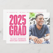 EINFACH BOLD 2025 GRAD FOTO ABSCHLUSS INVITATION EINLADUNG (Vorne/Hinten)