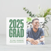 EINFACH BOLD 2025 GRAD FOTO ABSCHLUSS INVITATION EINLADUNG (Stehend Vorderseite)