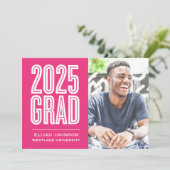 EINFACH BOLD 2025 GRAD FOTO ABSCHLUSS INVITATION EINLADUNG (Stehend Vorderseite)