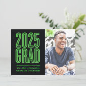 EINFACH BOLD 2025 GRAD FOTO ABSCHLUSS INVITATION EINLADUNG (Stehend Vorderseite)