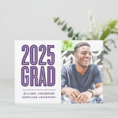 EINFACH BOLD 2025 GRAD FOTO ABSCHLUSS INVITATION EINLADUNG (Stehend Vorderseite)