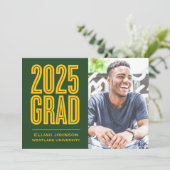 EINFACH BOLD 2025 GRAD FOTO ABSCHLUSS INVITATION EINLADUNG (Stehend Vorderseite)