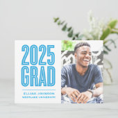 EINFACH BOLD 2025 GRAD FOTO ABSCHLUSS INVITATION EINLADUNG (Stehend Vorderseite)