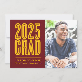 EINFACH BOLD 2025 GRAD FOTO ABSCHLUSS INVITATION EINLADUNG
