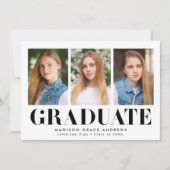 Einfach Bold Black 3 Foto Abschluss Ankündigung (Vorderseite)