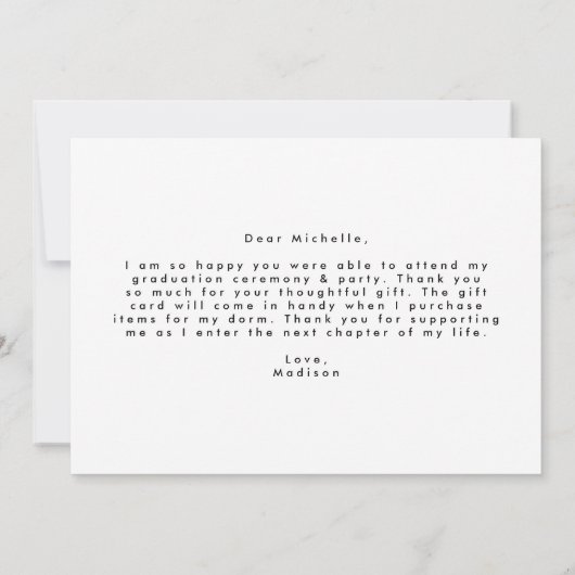 Einfach Bold Black 3 Foto Abschluss Dankeskarte (Rückseite)