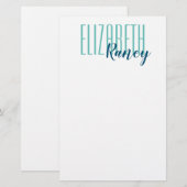 Einfach Bold Type Aqua Blue Briefpapier (Vorne/Hinten)