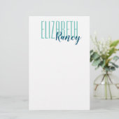 Einfach Bold Type Aqua Blue Briefpapier (Stehend Vorderseite)