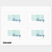 Einfach Bold Type Aqua Blue Rechteckiger Aufkleber (Blatt)